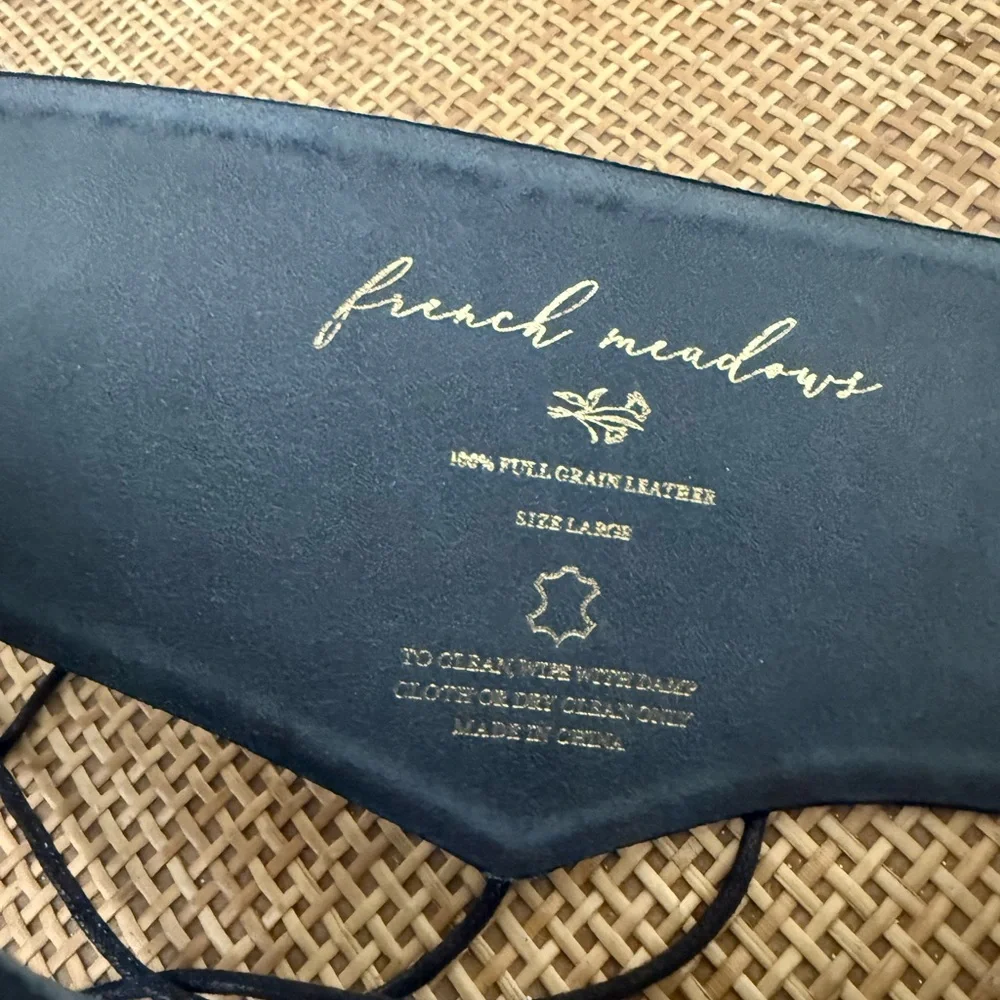 French Meadows Wide Leather Waist Belt In Black NWT